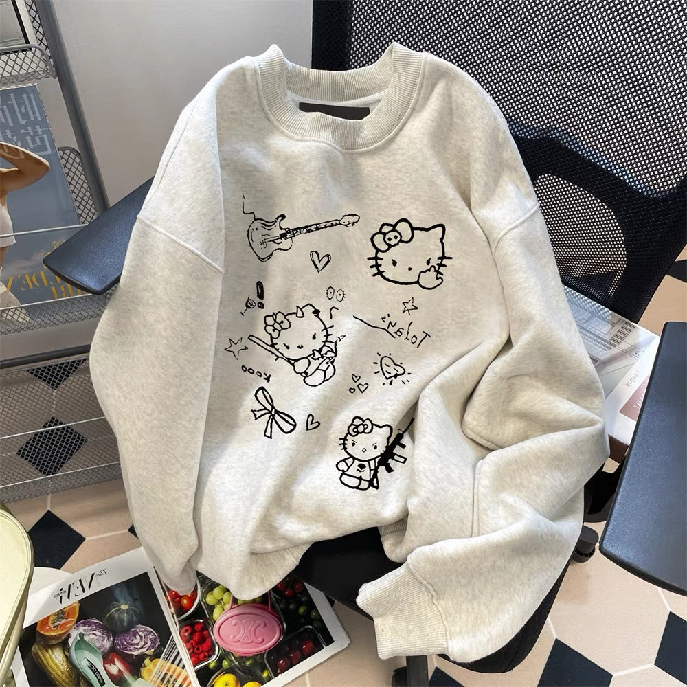 Milk fufu lazy sweet cute kitty cat sweater men and women spring and autumn age-reducing foreign style small inner top