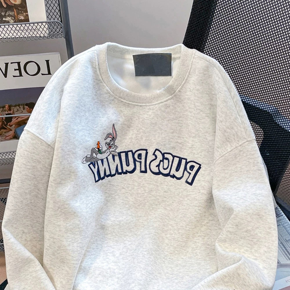 Japanese cityboy three-dimensional embroidered rabbit sweatshirt for men and women in spring and autumn, high-end and beautiful oversize tops