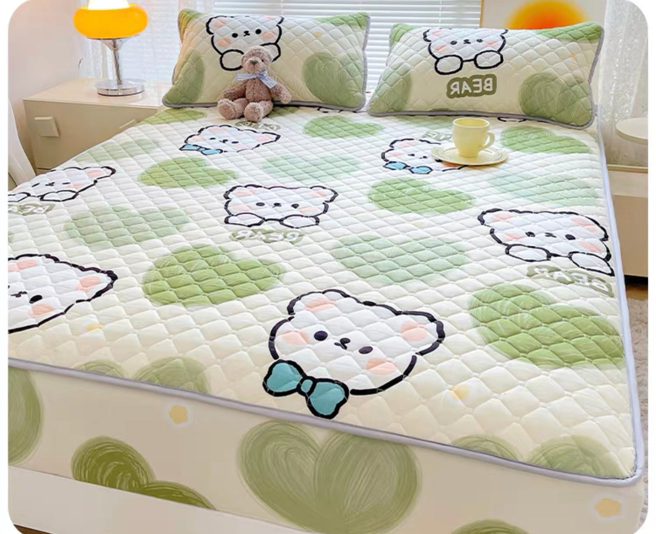 Class A antibacterial quilted bed sheet single piece children's cartoon bed cover three-piece set bed sheet cover dust cover 2023 new (Copy)