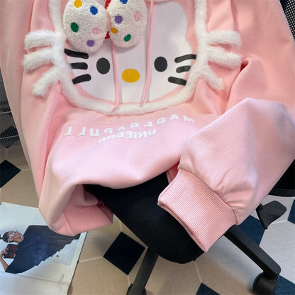 Pink stylish unique and cute Hello Kitty sweater for men and women spring and autumn design niche age-reducing hooded top