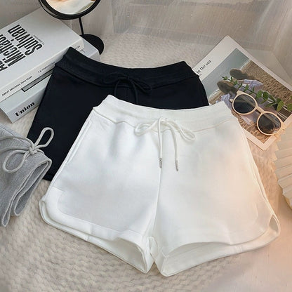 Gray shorts women's summer 2023 new Korean version casual all-match slim elastic high waist wide-leg sports pants