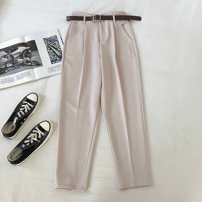 High waist nine-point suit pants women's 2022 spring and summer new Korean version of ins solid color slimming all-match casual harem pants trendy