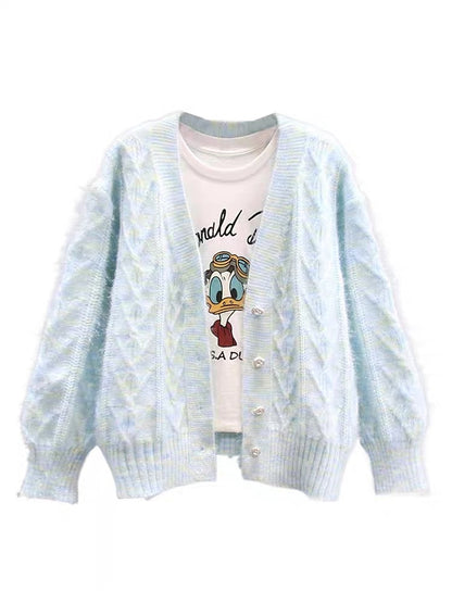 Small fresh and gentle style soft waxy sweater jacket for women autumn and winter 2023 new Japanese sweet loose knitted cardigan