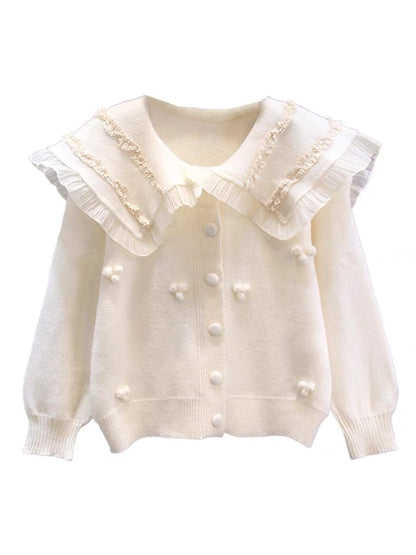 Japanese gentle style doll collar sweater jacket for women autumn and winter 2023 new loose and high-quality age-reducing knitted cardigan