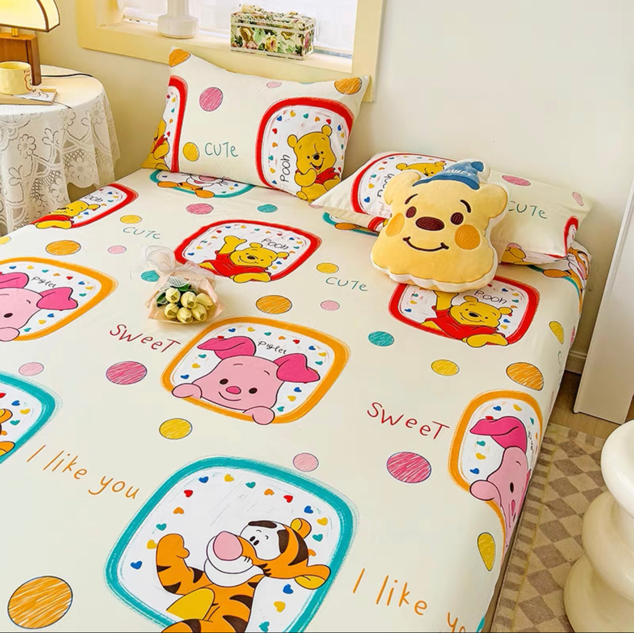 Class A Disney children's fitted sheet one-piece bed cover three-piece set cartoon mattress cover bed cover mattress protector