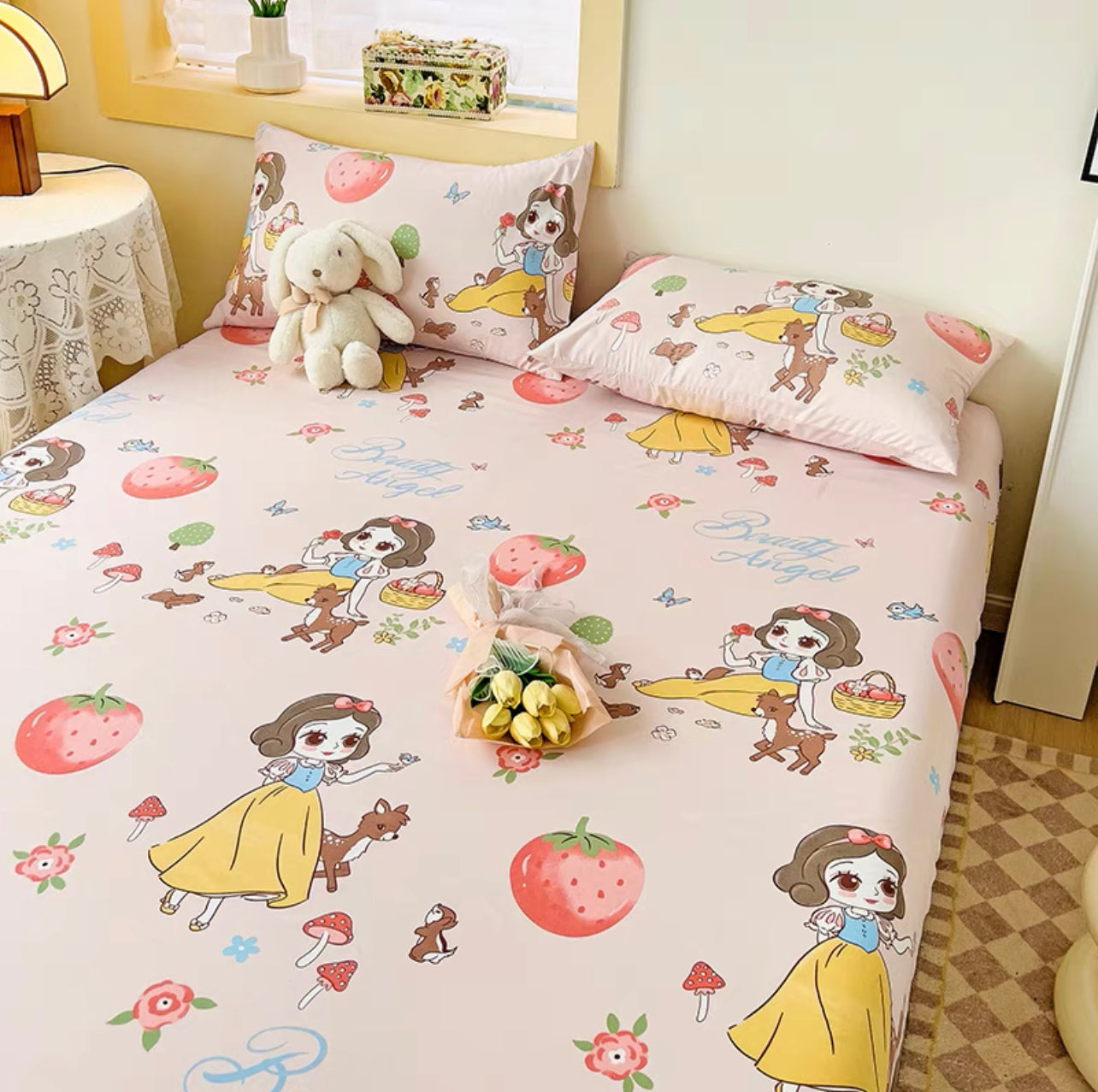 Class A Disney children's fitted sheet one-piece bed cover three-piece set cartoon mattress cover bed cover mattress protector