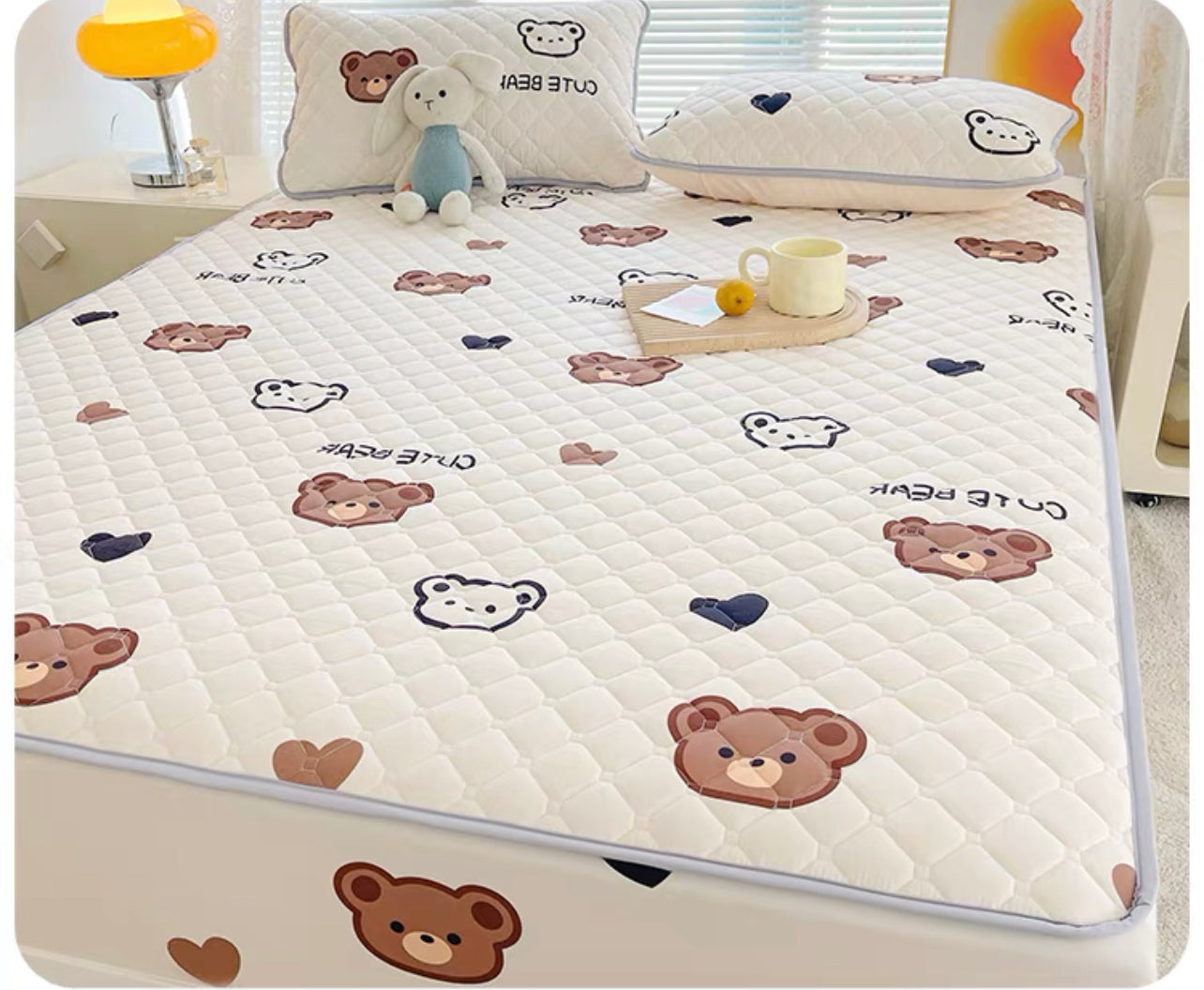 Class A antibacterial quilted bed sheet single piece children's cartoon bed cover three-piece set bed sheet cover dust cover 2023 new