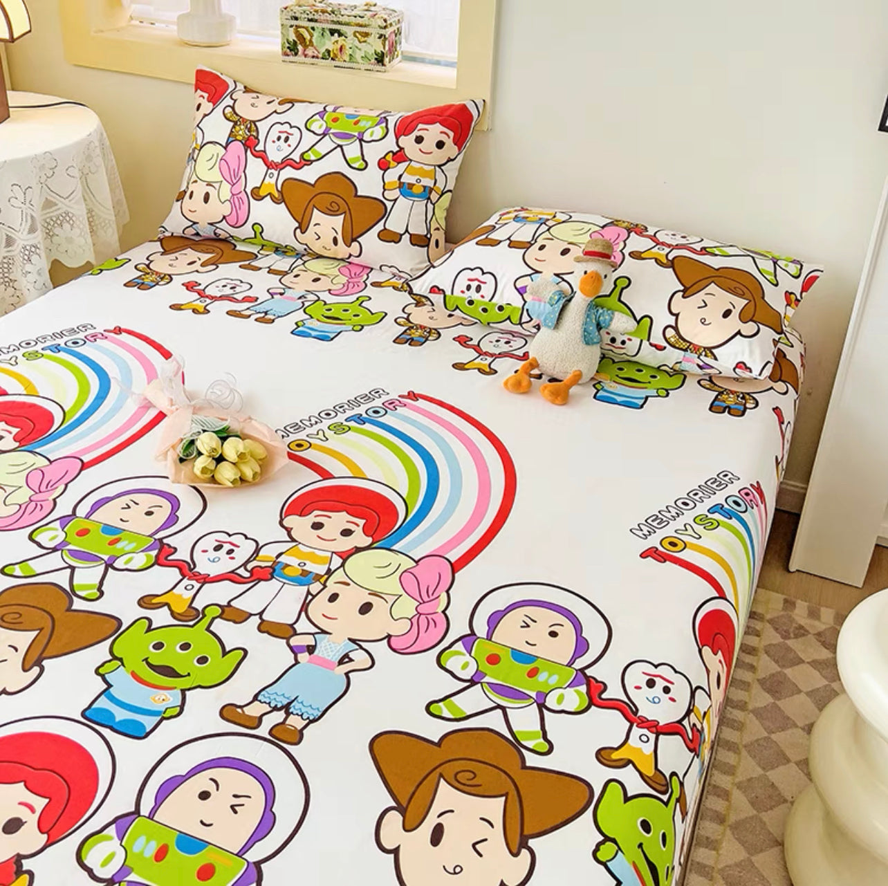 Class A Disney children's fitted sheet one-piece bed cover three-piece set cartoon mattress cover bed cover mattress protector