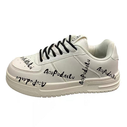 Autumn ins Hong Kong style letter trend student white shoes male chic all-match college thick bottom breathable sports shoes