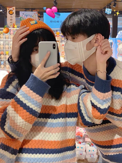 Roora couple wear winter sweater high-end autumn 2023 new retro French style special different coat (N0213)