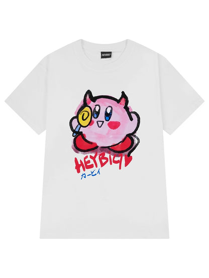 American Kirby printed cotton short-sleeved T-shirt for men and women summer bf design cute half-sleeved loose top