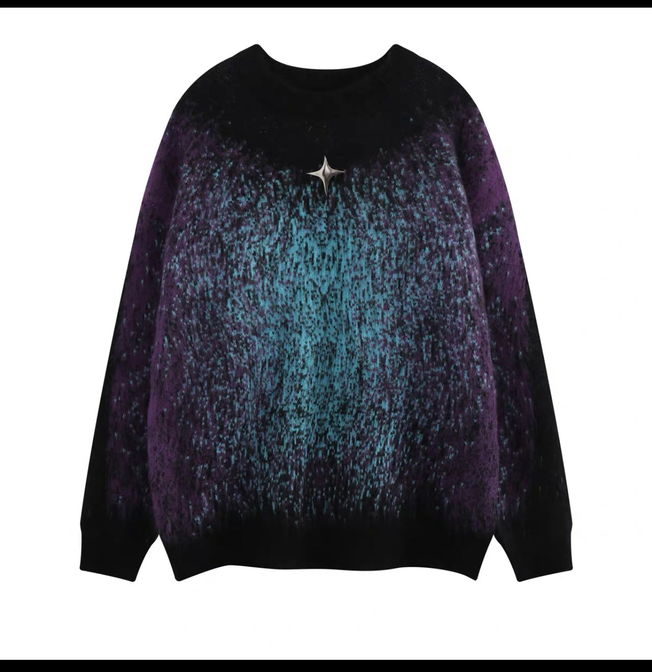 Sanowers retro gradient contrasting mohair loose lazy style sweater women's design couple knitted top (S0669)