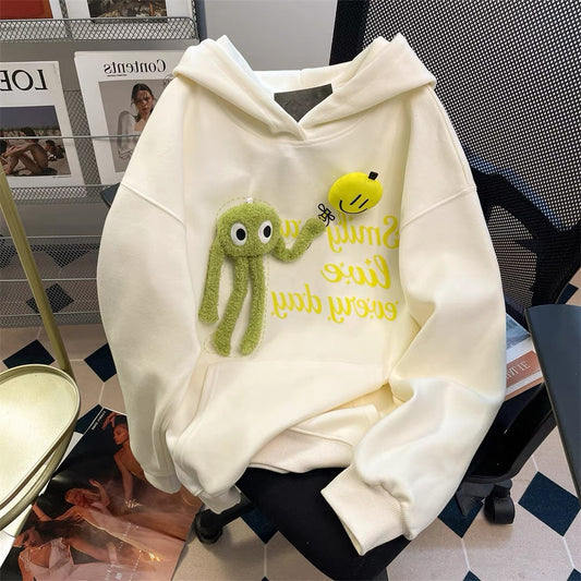 Cute little cute three-dimensional cartoon doll sweater for men and women in spring and autumn, high-end and beautiful hoodie jacket