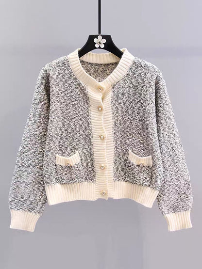 Xiaoxiangfeng sweet and gentle style sweater jacket for women autumn and winter 2023 new high-end foreign style short knitted cardigan