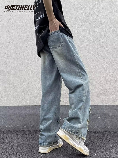 Jeans Men's Summer Thin Loose Straight Wide Leg Trousers Boys American Trendy Brand Tooling Casual Pants Men's Style