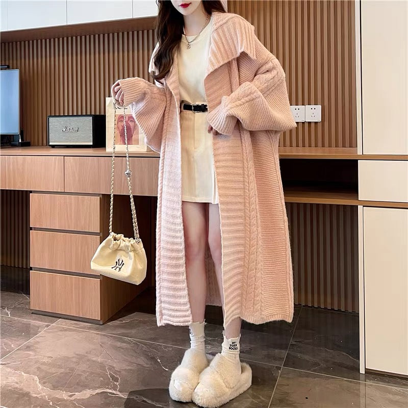 Fashionable design lapel sweater cardigan for women 2023 new autumn loose lazy style Korean style knitted jacket (S0615)