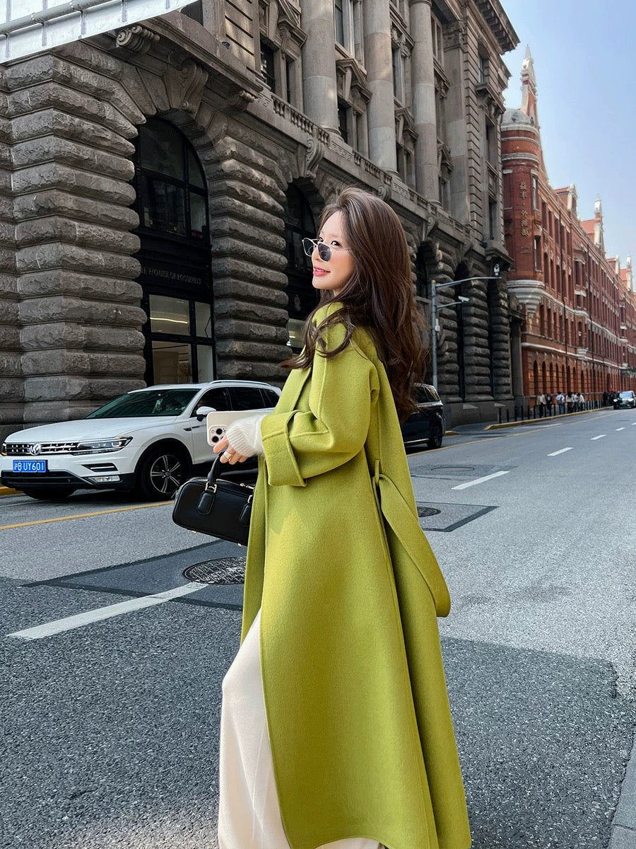 High end double sided cashmere coat women s mid length 2023 autumn