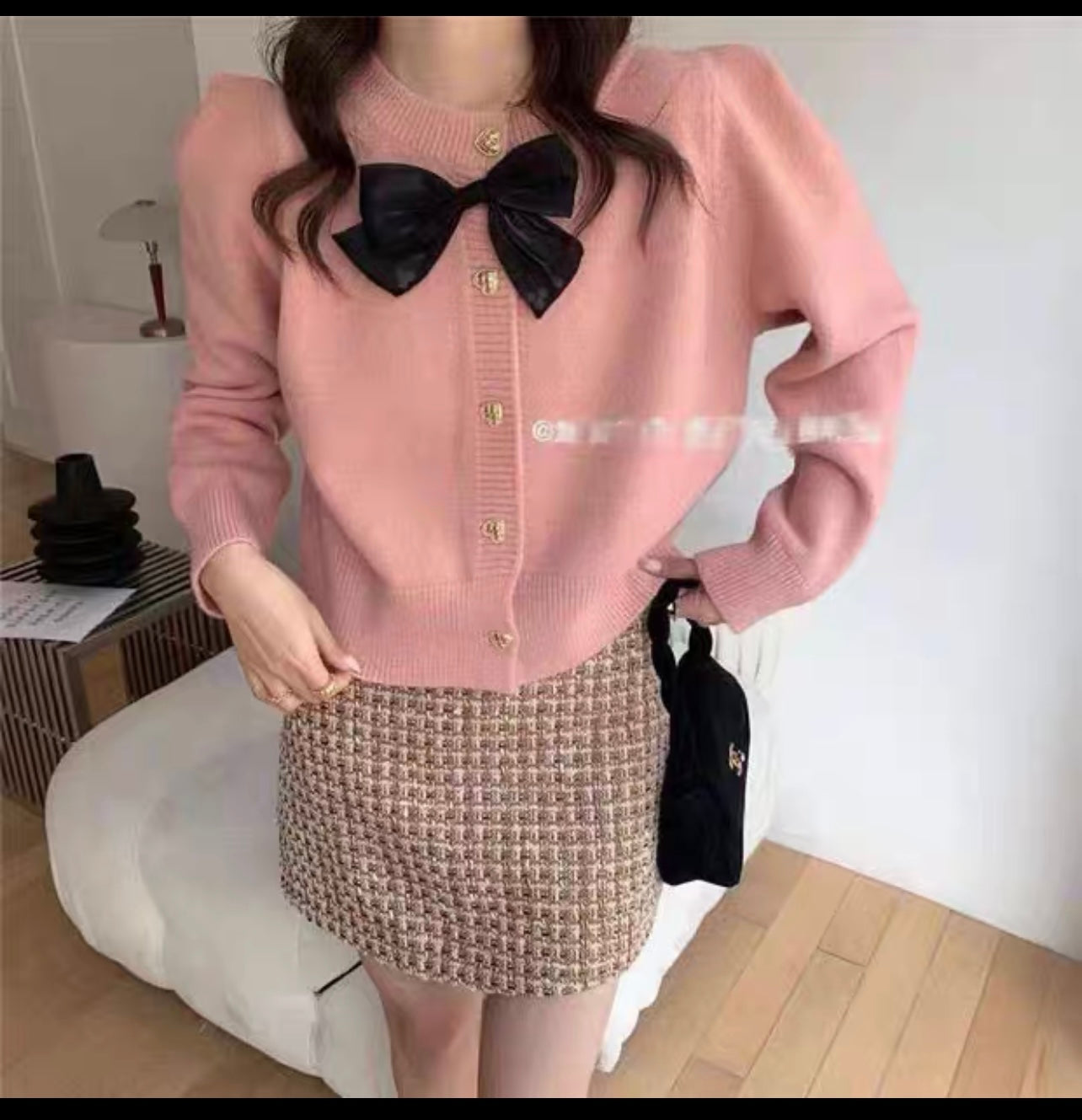 Japanese sweet bow knitted cardigan for women 2023 new spring and autumn style, age-reducing, small fragrance style sweater jacket