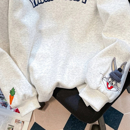 Japanese cityboy three-dimensional embroidered rabbit sweatshirt for men and women in spring and autumn, high-end and beautiful oversize tops