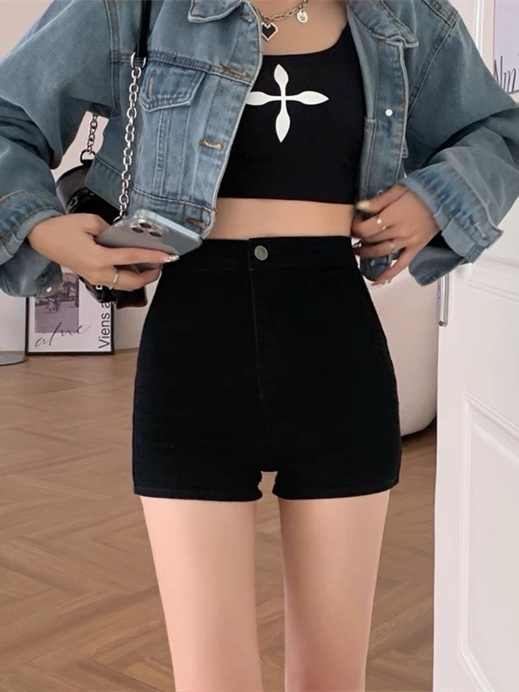 Small black jeans summer hot girl high waist thin A-line hot pants wom –  Lee Nhi Boutique