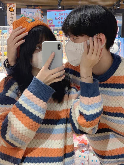 Roora couple wear winter sweater high-end autumn 2023 new retro French style special different coat (N0213)