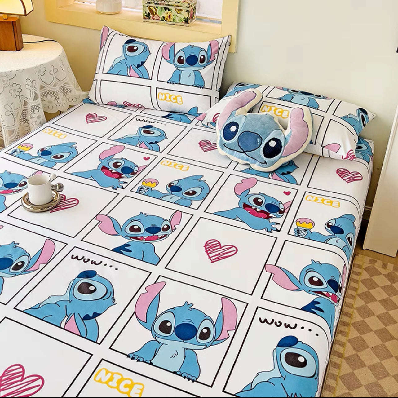 Class A Disney children's fitted sheet one-piece bed cover three-piece set cartoon mattress cover bed cover mattress protector