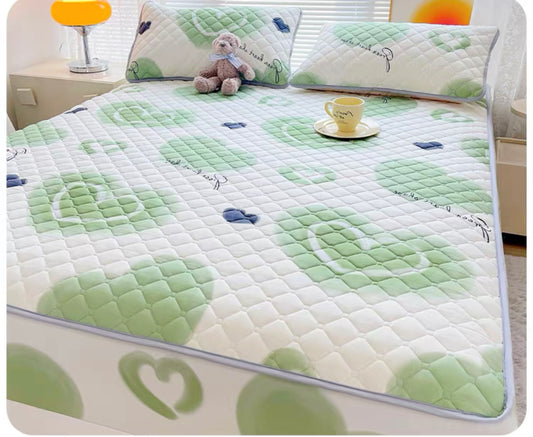 Class A antibacterial quilted bed sheet single piece children's cartoon bed cover three-piece set bed sheet cover dust cover 2023 new