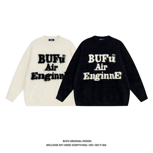 Billionaire Boys BUFU National Tide American Letter Sweater Men and Women Autumn and Winter Thickened High Street Couple Knitted Sweater Tops