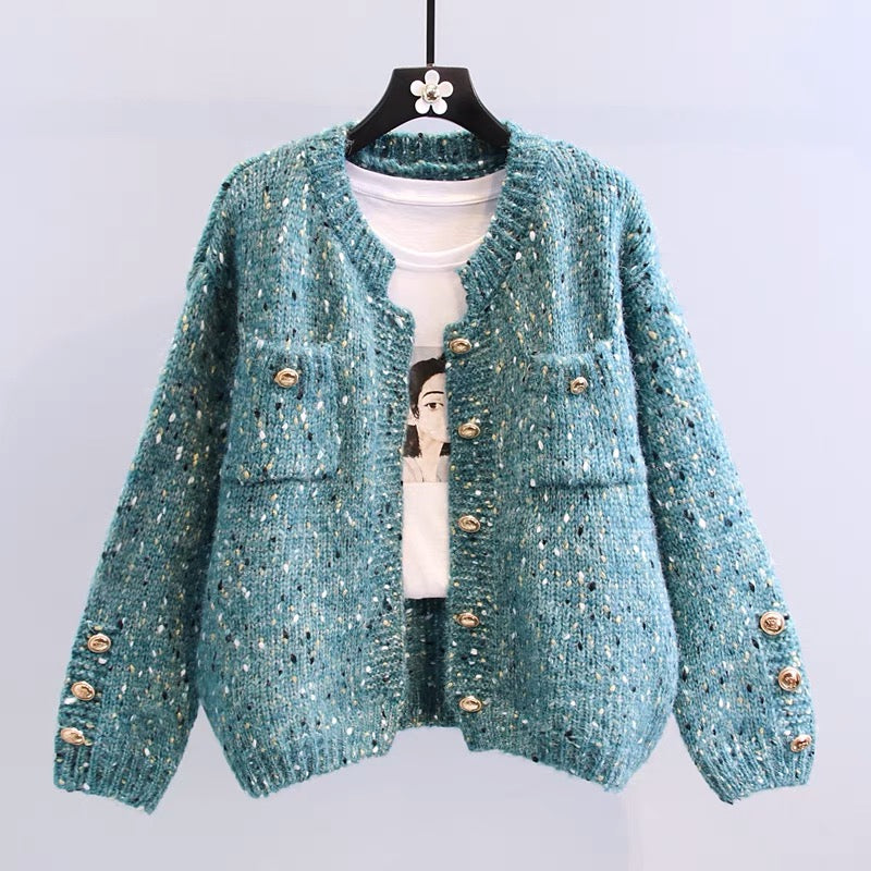 Xiaoxiang style retro Japanese sweater jacket for women autumn and winter 2023 new loose lazy style knitted cardigan