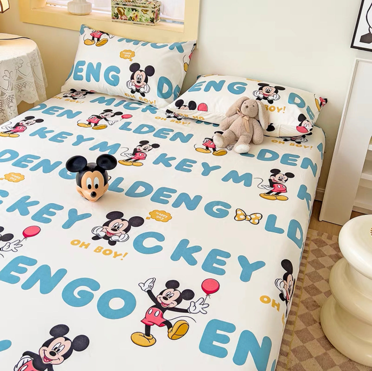 Class A Disney children's fitted sheet one-piece bed cover three-piece set cartoon mattress cover bed cover mattress protector