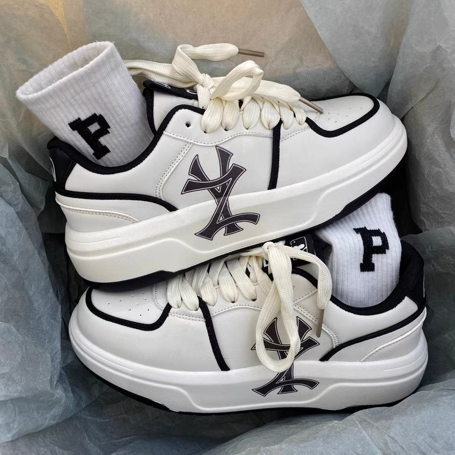 Higher thick bottom ins wind college casual white shoes male chic all-match niche letter design couple sneakers