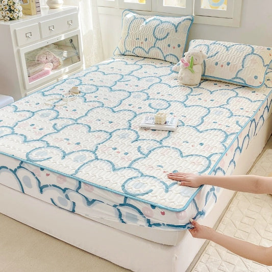 Ice silk latex cool mat three-piece set summer dormitory single summer cool mat home air conditioning soft mat washable foldable