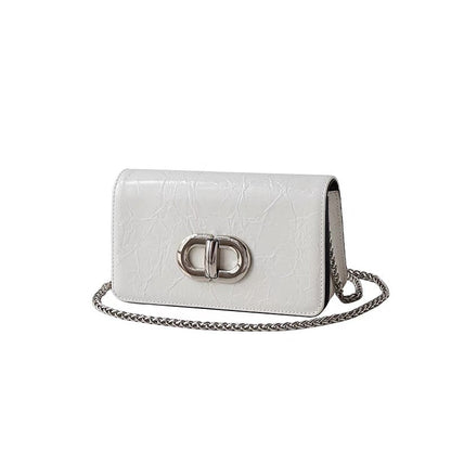 ANNA silver bag high-grade leather chain small square bag women's all-match mini bag simple texture crossbody small bag