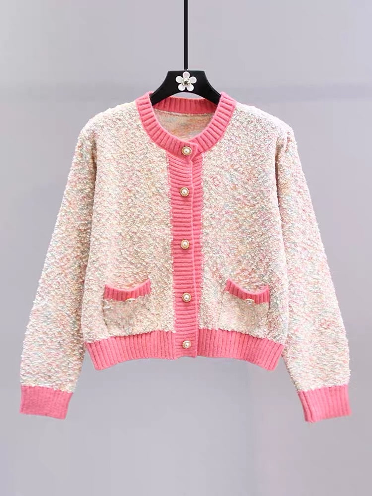 Xiaoxiangfeng sweet and gentle style sweater jacket for women autumn and winter 2023 new high-end foreign style short knitted cardigan