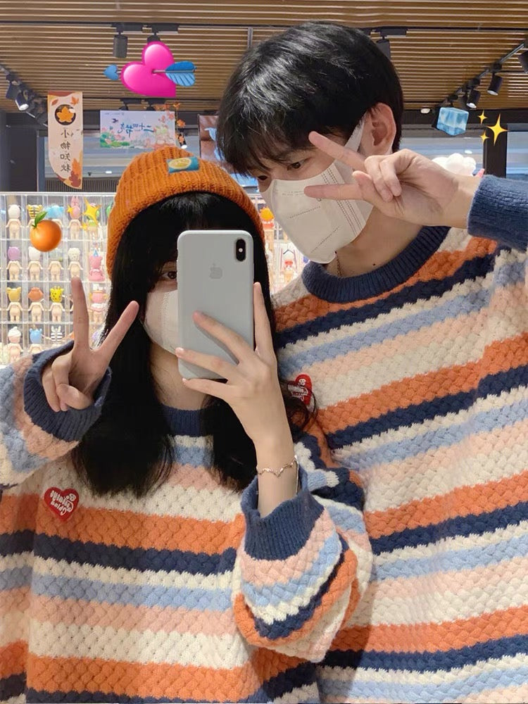 Roora couple wear winter sweater high-end autumn 2023 new retro French style special different coat (N0213)