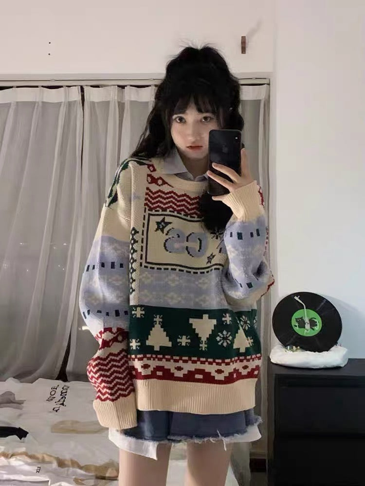 Big sweater women's winter small lazy style new 2023 autumn and winter design niche high-end knitted top