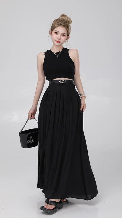 Small P clothing station capable temperament suit skirt female summer long skirt small man wears a complete set of sleeveless vest two-piece suit