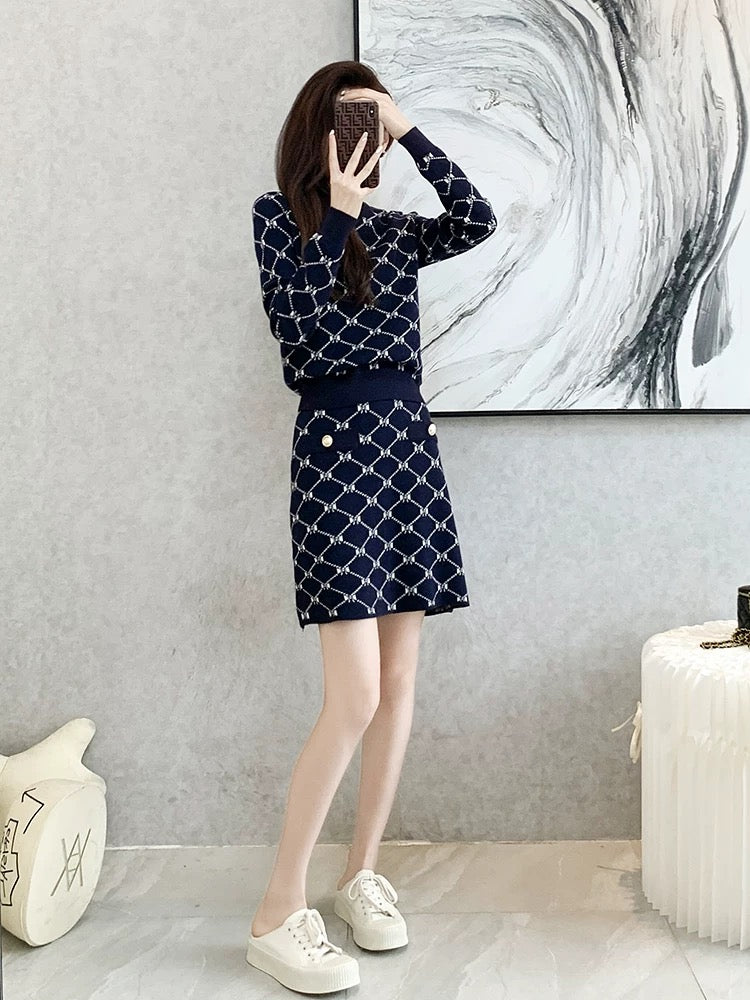 2023 autumn and winter new style French style knitted two-piece