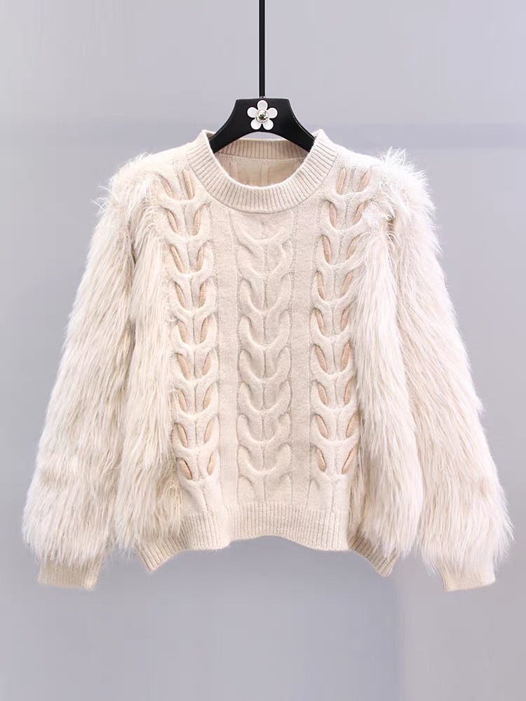 Mink velvet twist sweater women's autumn and winter 2023 new lazy style high-end design sense niche short knitwear