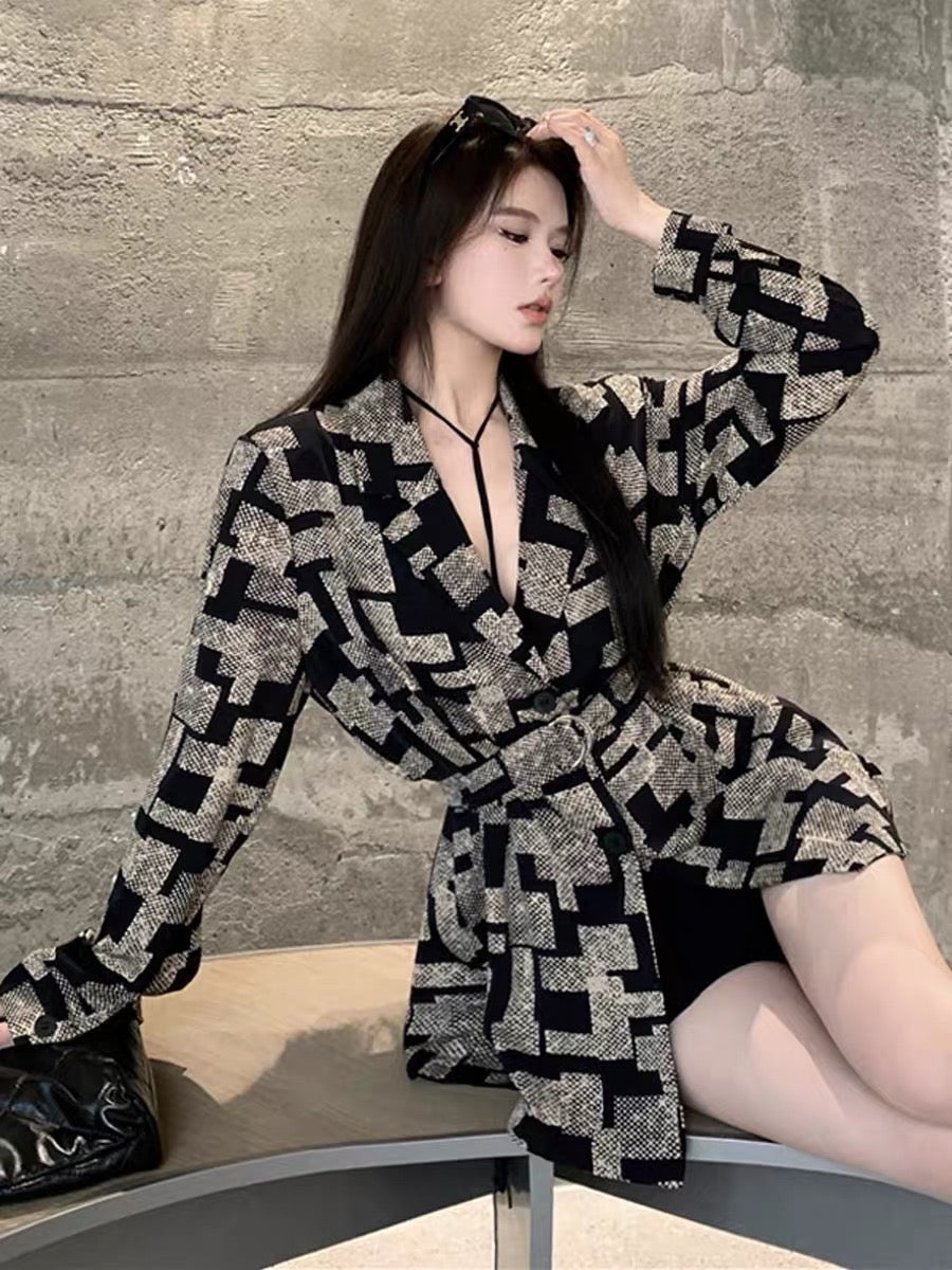 2023 new thin section spring and autumn high-end unique chic shirt suit jacket women's design sense niche waist top