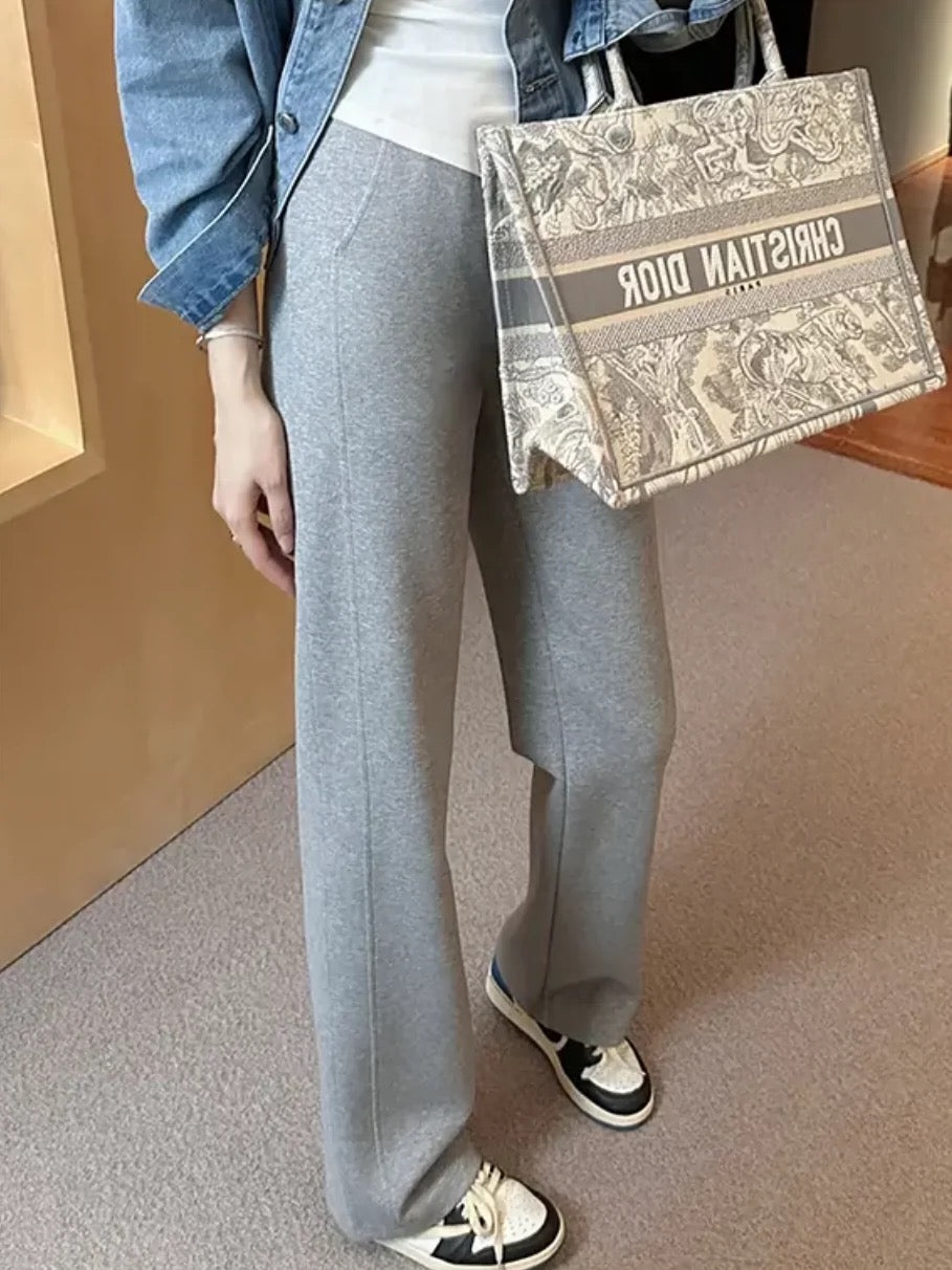 European original space cotton casual straight pants for women 2024 autumn all-match loose high waist tall and slim wide leg pants