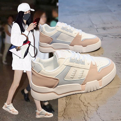 Shoes women's ins trendy all-match niche 2023 autumn new thick-soled board shoes color matching Harajuku style casual white shoes