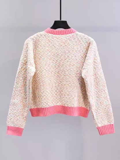 Xiaoxiangfeng sweet and gentle style sweater jacket for women autumn and winter 2023 new high-end foreign style short knitted cardigan