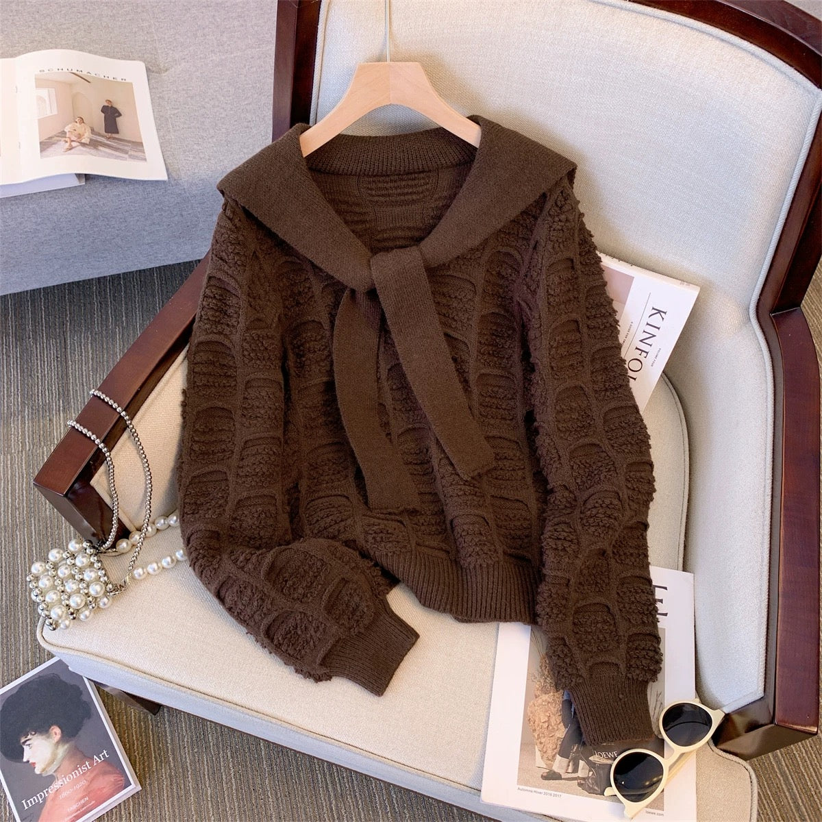 Recommended by Nancy Cici for her own use~Autumn and winter shawl strap sweater for women, lazy style outer wear knitted sweater