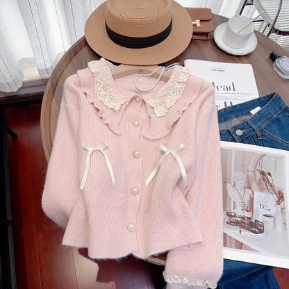 Nancy Cici’s reserved style recommendation~Sweet doll collar bow knitted cardigan sweater jacket for women in autumn