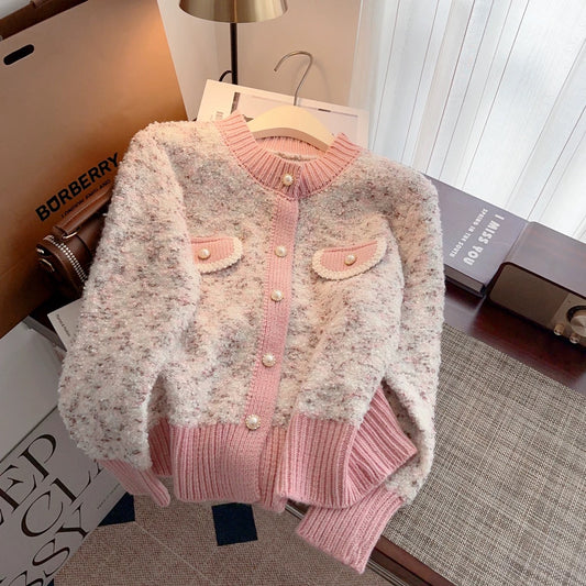 Recommended by Nancy Cici for her own use ~ Xiaoxiangfeng contrasting color sweater jacket thickened gentle knitted cardigan for women in winter