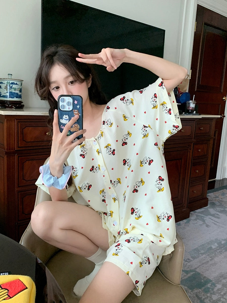 Xinbangbang 2024 new style wearable home clothes for students, comfortable and breathable short-sleeved pajamas set for women in summer