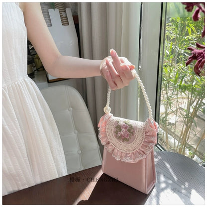 Orange Gardenia retro palace style women's bag water-soluble lace embroidered handbag women's bag fairy gentle and versatile women's bag Lolita