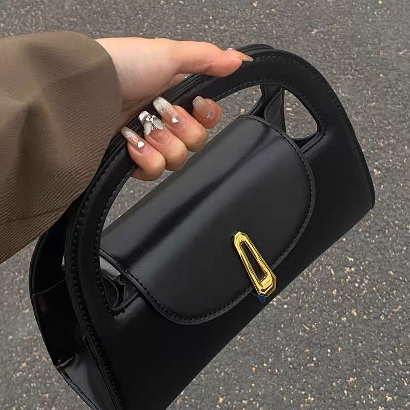 High-end bags for women 202223 new texture niche design all-match crossbody ladies black handbag women's bag