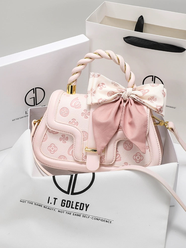 ITGDLEDY genuine leather high-end niche portable girls pink bag 2024 new crossbody bag birthday gift